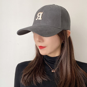 弯檐棒球帽显脸小灰色硬顶潮牌鸭舌帽小众 新款 韩国帽子女春季 韩版