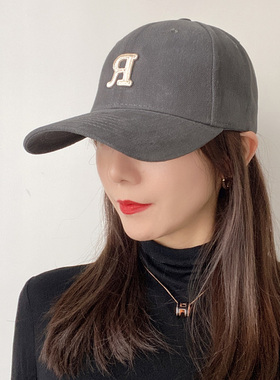 韩国帽子女春季韩版新款弯檐棒球帽显脸小灰色硬顶潮牌鸭舌帽小众