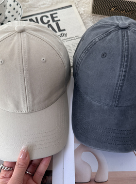 纯色简约大头围棒球帽女2025新款灰色遮阳帽显脸小弯檐软顶鸭舌帽