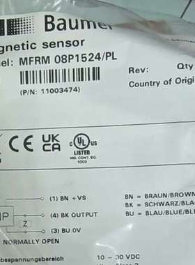 Baumer堡盟MFRM 08P1524/PL磁式接近开关1