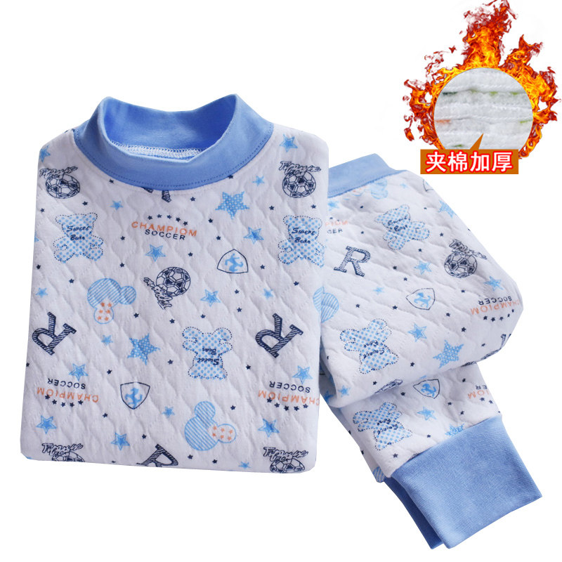 三层加厚套装儿童女男童保暖内衣纯棉秋衣秋裤睡衣中大童全棉毛衫