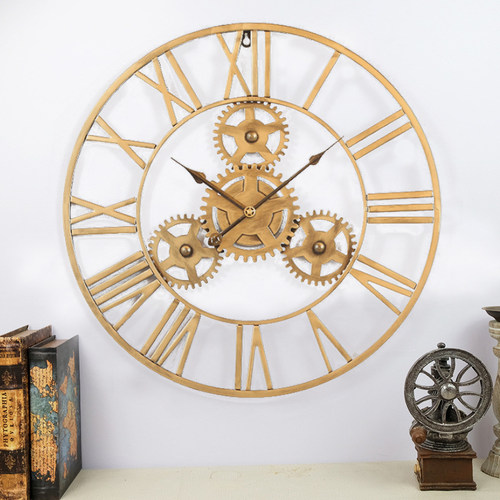 美式罗马轻奢铁艺镂空clock钟表