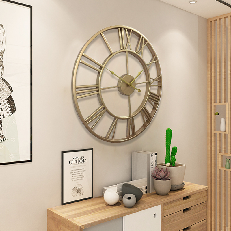 现代简约金属轻奢罗马铁艺挂钟表