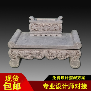 烧香的香炉室外石头坟前供祖先香炉供奉上香家用石雕香炉桌子供桌