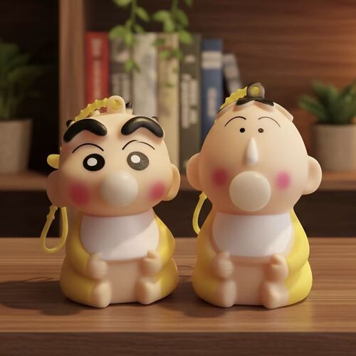 蜡笔小新奶嘴宝宝吹泡泡包包挂件小新阿呆解压手办桌面摆件小玩具