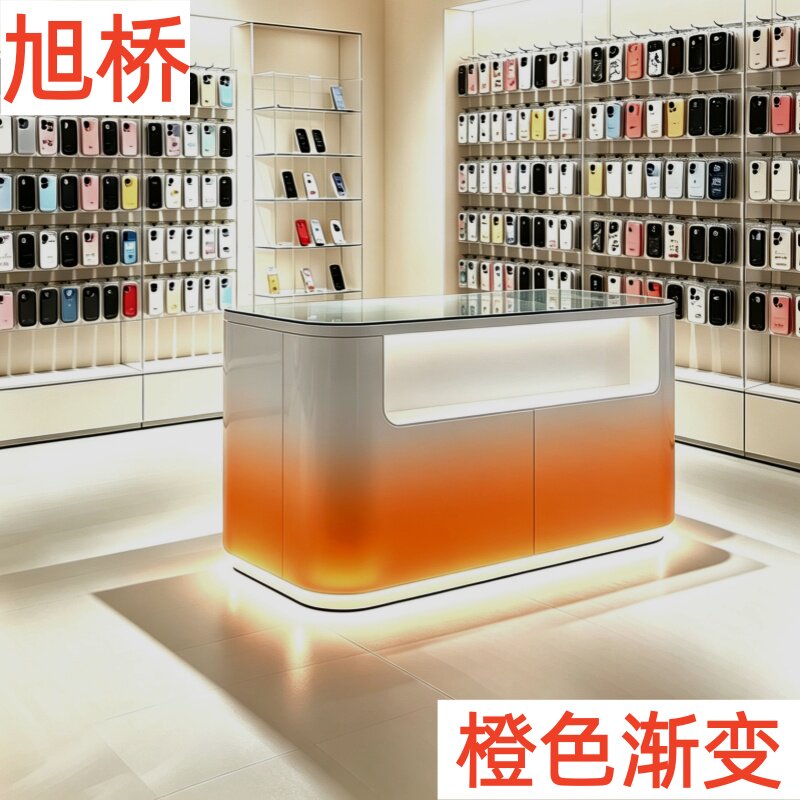 吧台收银台木质框架结构咨询台前收银台