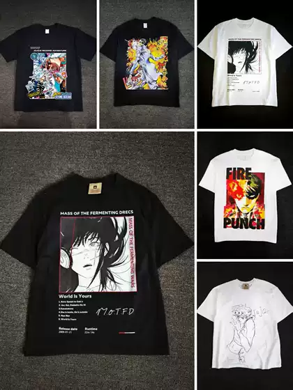Kazankoori Anime Two-Dimensional Style T-Shirt Y2K Non-Mainstream Couple Tops Loose and Trendy