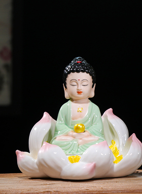 创意陶瓷佛像观音菩萨如来新中式客厅玄关佛堂装饰平安车载小摆件