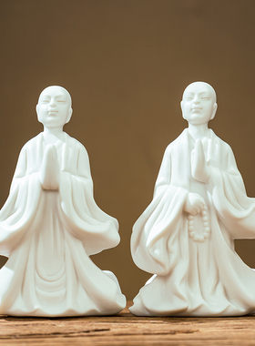 创意陶瓷小和尚禅意摆件中式家居客厅沙弥人物装饰书房博古架摆设