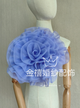 纯手工欧根纱花朵婚纱佯装配饰新娘拍摄生日装饰手拿拍照大花朵