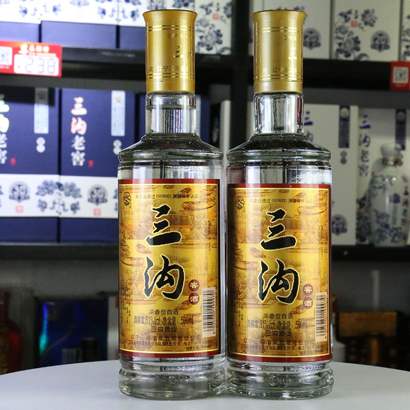 辽宁特产三沟老窖浓香型51度口粮酒纯粮特价高度白酒500ml/瓶