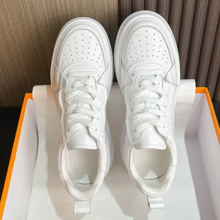 8公分内增高小白鞋真皮春夏季透气显脚小松糕厚底女鞋轻便小个子