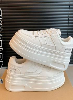 品牌赵露思同款小个子内增高厚底小白鞋女2025新款休闲运动板鞋