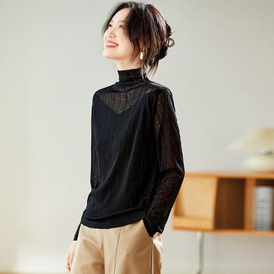 秋上衣女2025新款巨好看的早秋穿搭蕾丝打底衫轻奢高级感长袖内搭