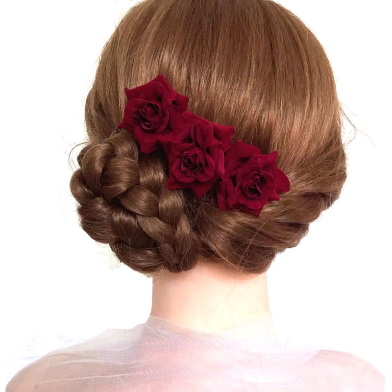 简单大气风玫瑰花朵新娘发饰