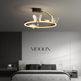 全铜轻奢卧室灯吸顶灯简约现代大气主卧房间灯书房灯设计师灯具