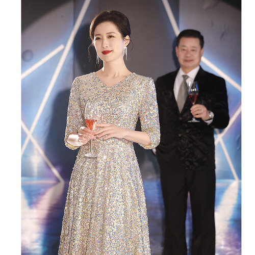 亮片晚礼服妈妈婚宴装