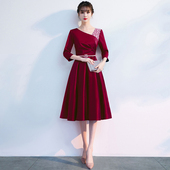 红色晚礼服女高级感气质宴会高端婚礼新娘妈妈婚宴装 敬酒服连衣裙