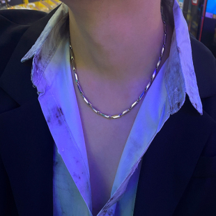 韩版 锁骨链简约百搭男生链子配饰素链 菱形钛钢项链男潮高级感男士