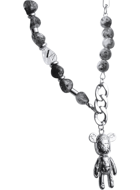 钛钢男女通用反战和平小熊项链