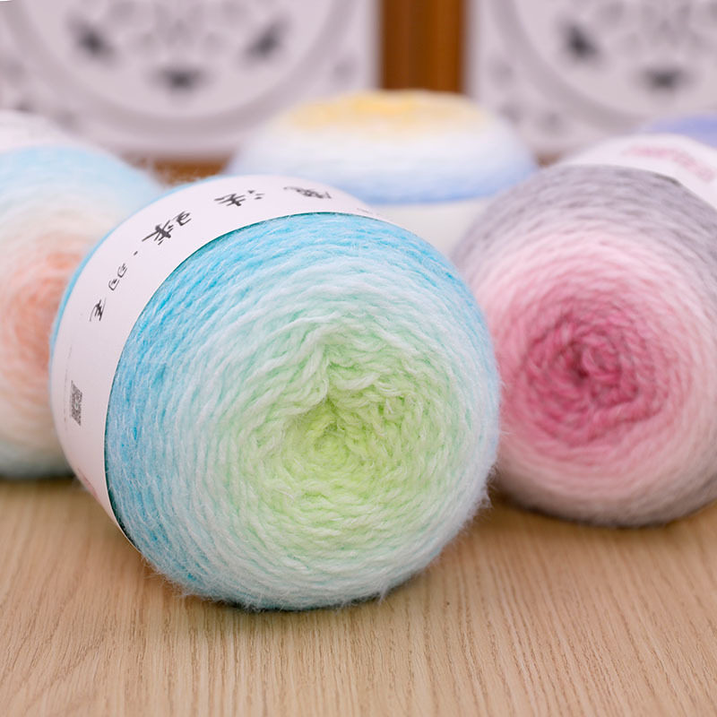 雪妃尔魔法球羽毛长距离渐变DIY手工编织长绒玫瑰花毯毛衣材料