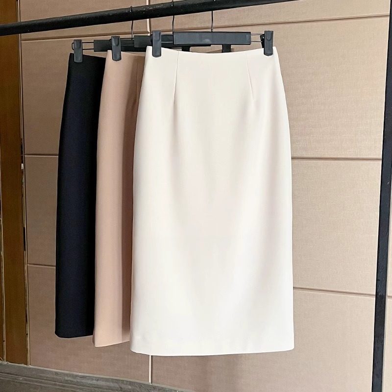 高档时尚开叉半身裙女夏季薄款高腰高级感西装a字裙中长版包臀裙