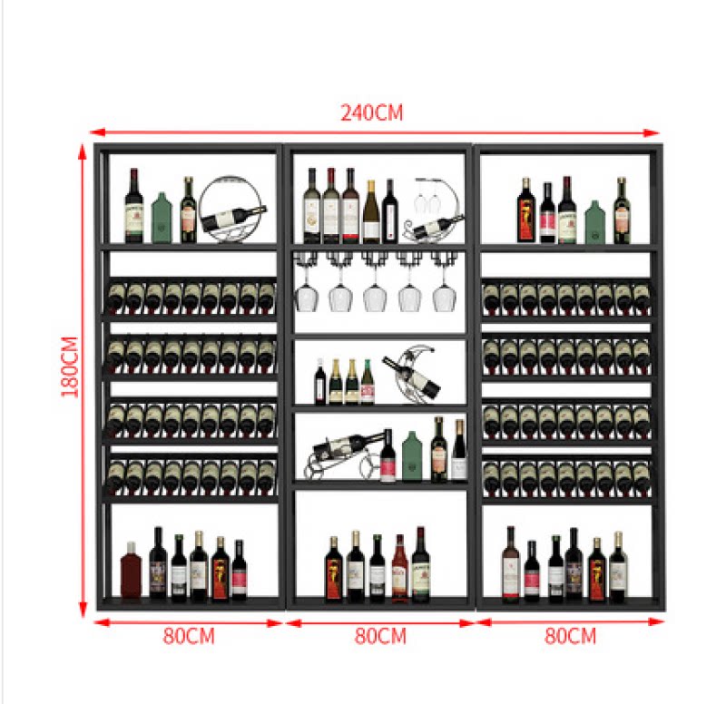 红酒柜子家用酒架酒吧落地酒柜葡萄酒红酒收纳展示架置物柜酒杯架