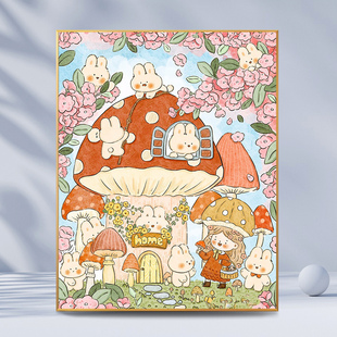 兔兔女孩300片拼图带框插画木质儿童6 10岁以上益智玩具潮玩平图