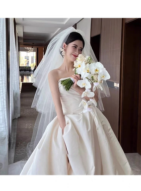 新娘主婚纱头纱多层韩式超长款蓬蓬头饰素纱婚纱摄影结婚新款头饰