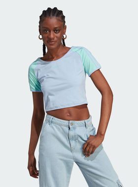 Adidas/阿迪达斯 女子三叶草 SHORT TEE 运动短袖T恤 IT8154