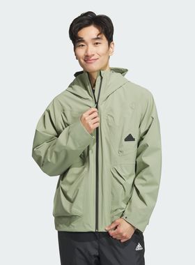 Adidas/阿迪达斯 男子防风运动休闲宽松连帽冲锋衣 JI8670