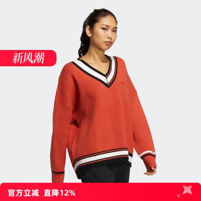 Adidas/阿迪达斯 女子MC美式复古风运动V领针织套头衫卫衣 HS9520