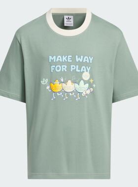 Adidas/阿迪达斯 儿童三叶草印花运动短袖圆领T恤 JC5718