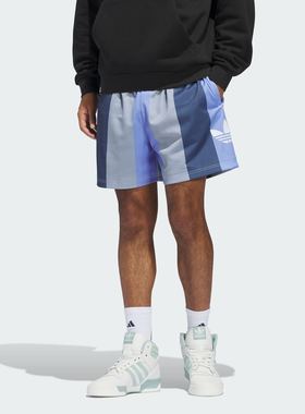 Adidas/阿迪达斯 男女三叶草撞色印花宽松运动短裤 IY7376