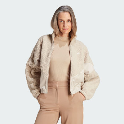 Adidas/阿迪达斯 女子三叶草抓绒运动宽松夹克外套 IM4315