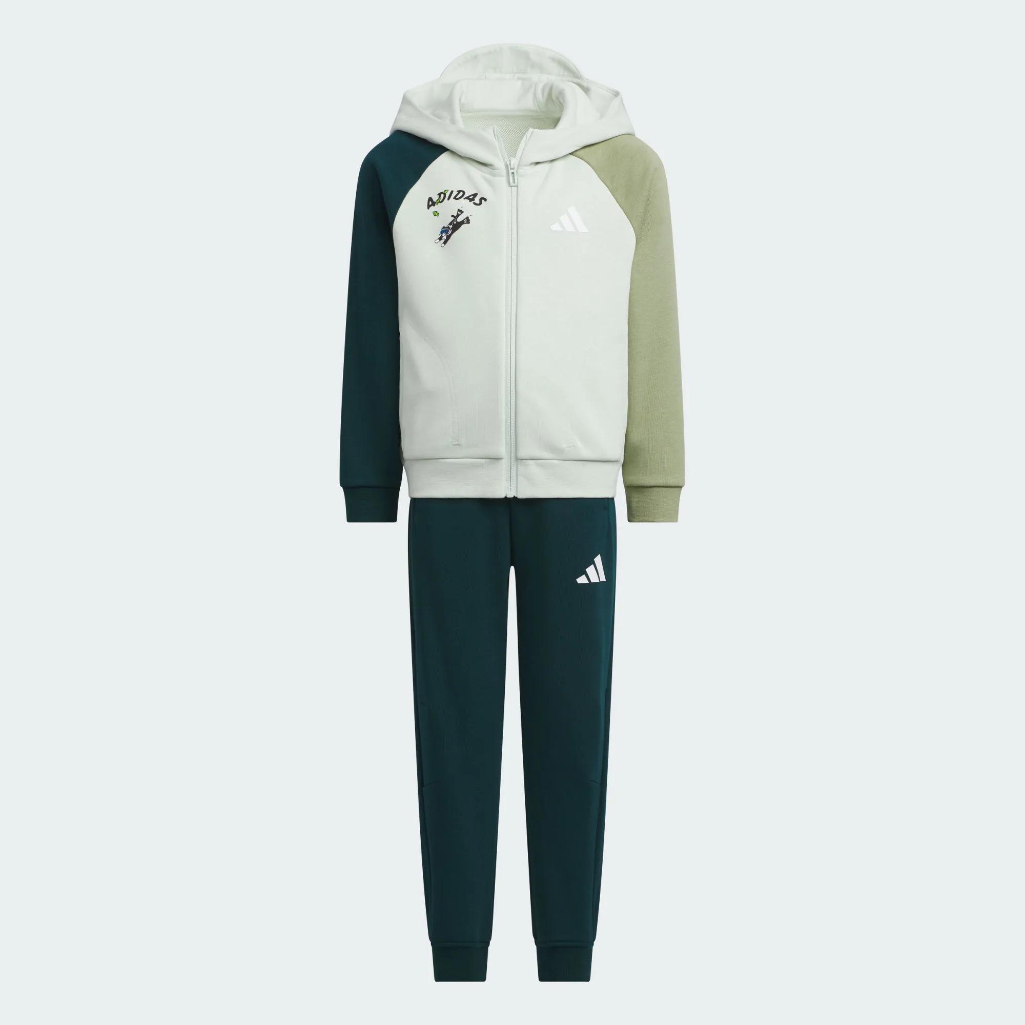 Adidas/阿迪达斯 儿童舒适运动休闲连帽衫长袖长裤套装 KC2799图片