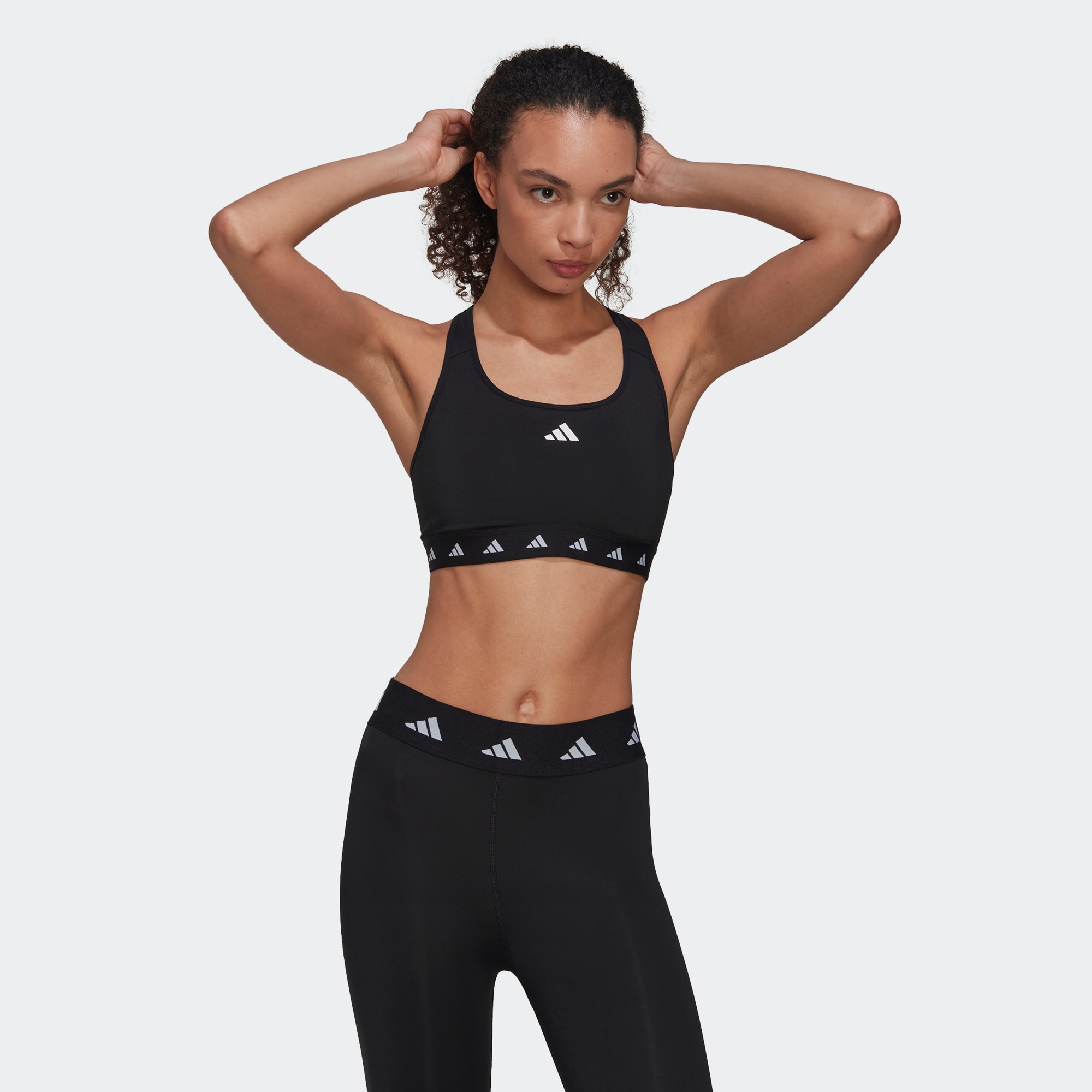Adidas/阿迪达斯 女子三叶草中强度训练U型美背运动胸衣 HN7273