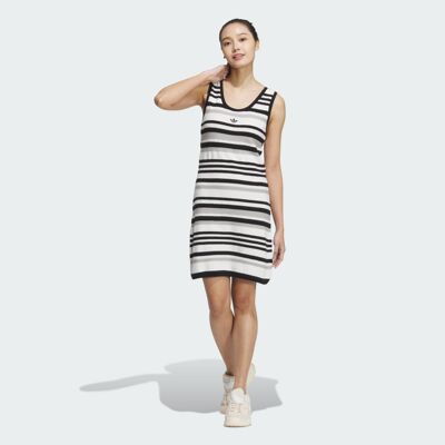 Adidas/阿迪达斯 女子三叶草针织撞色运动连衣裙 JI7046