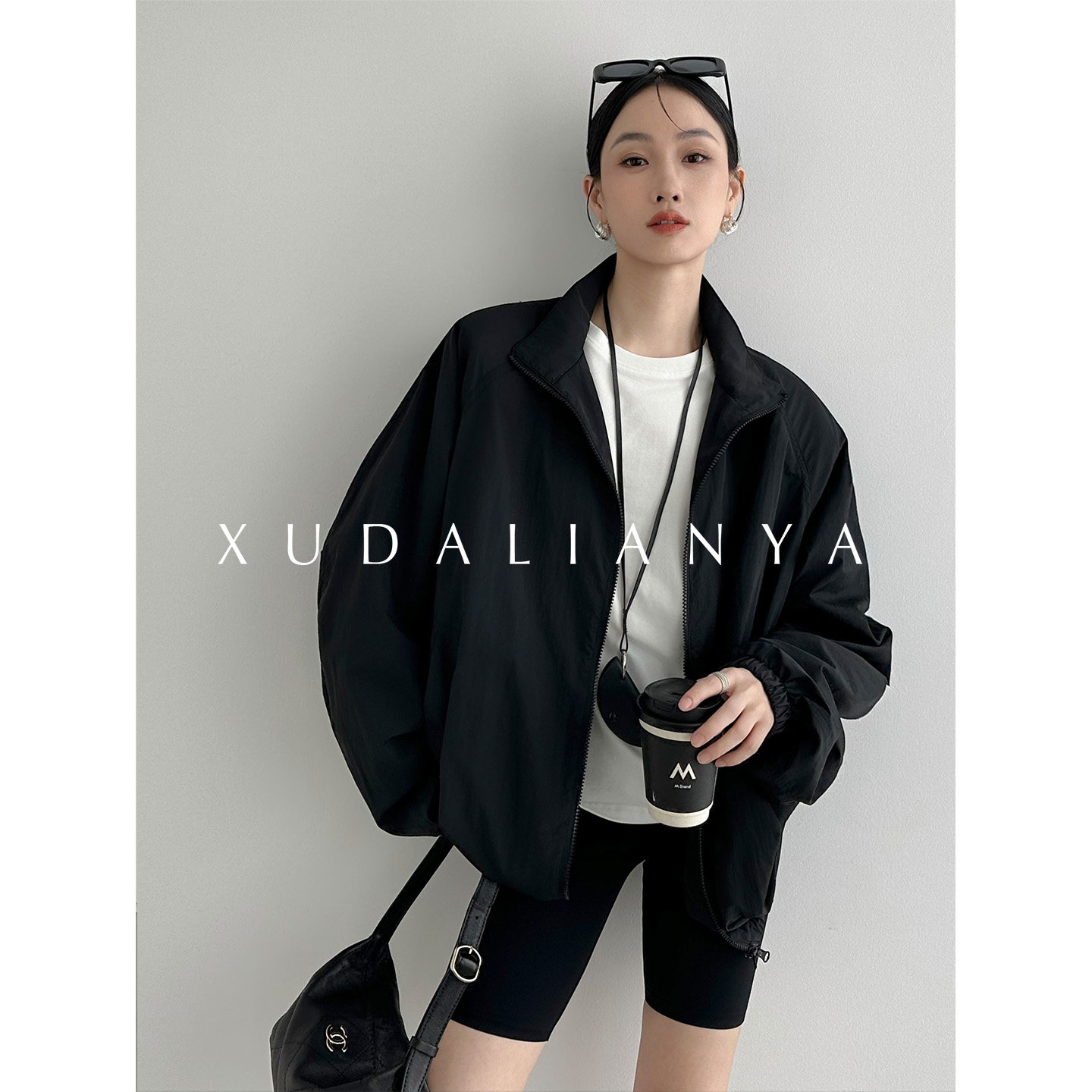 徐大脸吖定制 韩系空气感休闲运动户外夹克秋小个子立领薄外套女图片