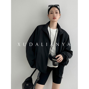 徐大脸吖定制 韩系空气感休闲运动户外夹克秋小个子立领薄外套女