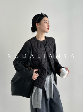 徐大脸吖定制 轻便白鸭绒内搭外穿秋叠穿菱格羽绒马甲背心外套女