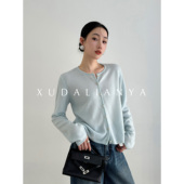 徐大脸吖定制 女上衣 韩系温柔风天丝羊毛小外套早春氛围针织开衫