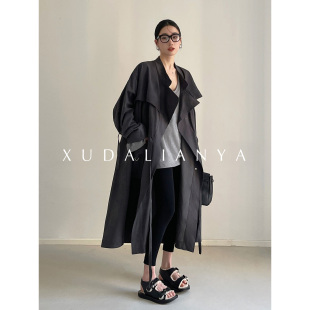 徐大脸吖定制 天丝&长绒棉松弛慵懒感宽松垂顺收腰长风衣外套女春