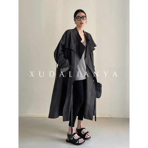 徐大脸吖定制 天丝&长绒棉松弛慵懒感宽松垂顺收腰长风衣外套女春