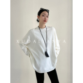 徐大脸吖定制 分割解构温暖磨毛正肩t秋冬内搭外穿打底T恤女上衣