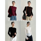 徐大脸吖定制 天丝&绵羊毛秋冬中缝线半高领针织打底衫 女内搭上衣