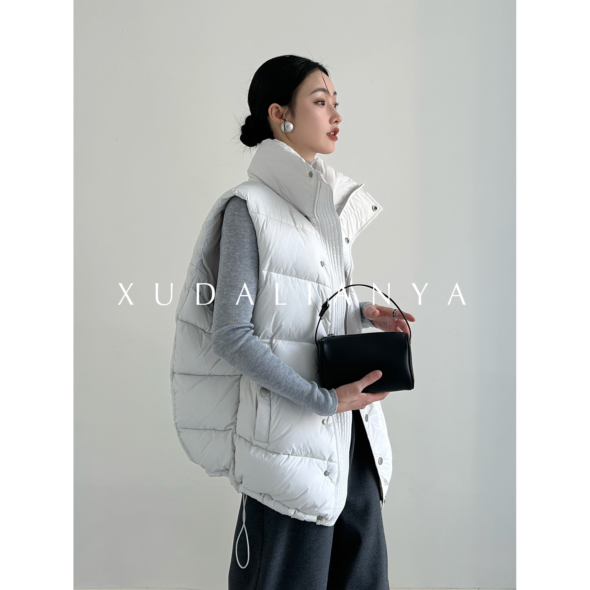 徐大脸吖定制 匈牙利金标?白鸭绒冬保暖背心外套女泡芙羽绒服马甲