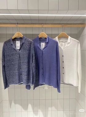 ZUG专柜正品25夏2经典休闲亚麻翻领简约针织开衫K0251KJ02原1450