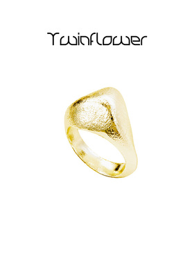 twinflower极简风银色金属戒指