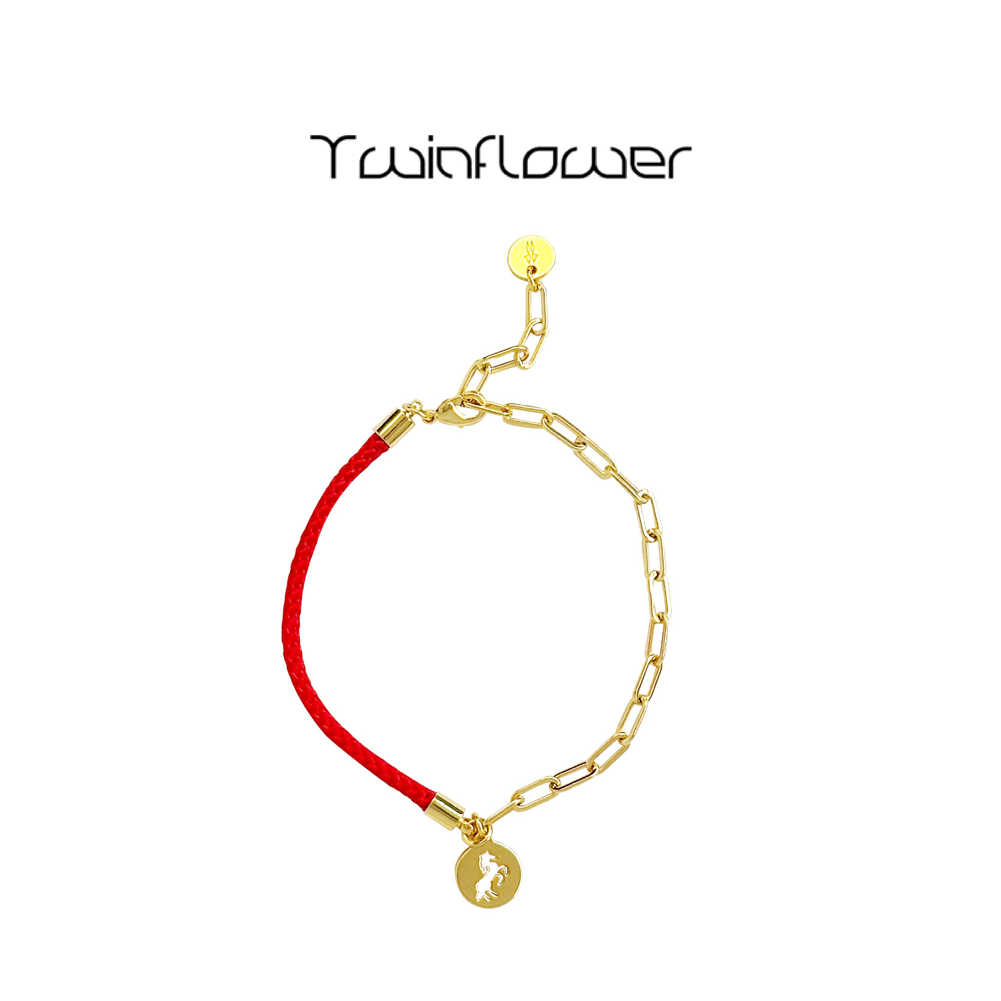 twinflower新年小马红绳链条金属手链马年新品轻奢红绳幸运手链